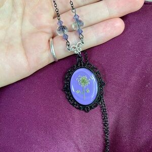 Handmade Gothic Purple Flower Necklace